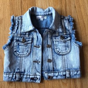 Kids crop denim vest